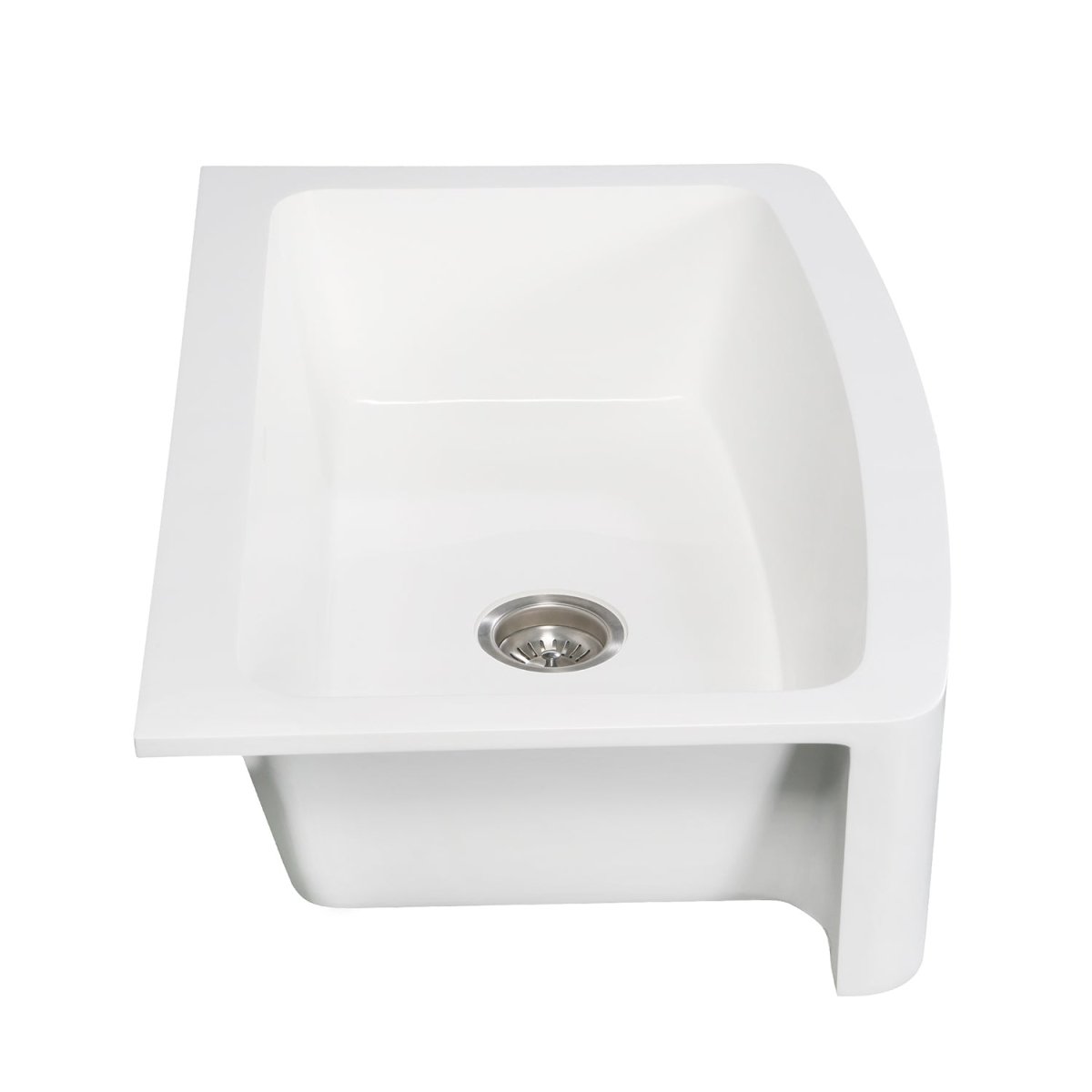 Gourmetier Solid Surface 33" x 22" Farmhouse Single Bowl Kitchen Sink, Matte White - BUILDMYPLACE