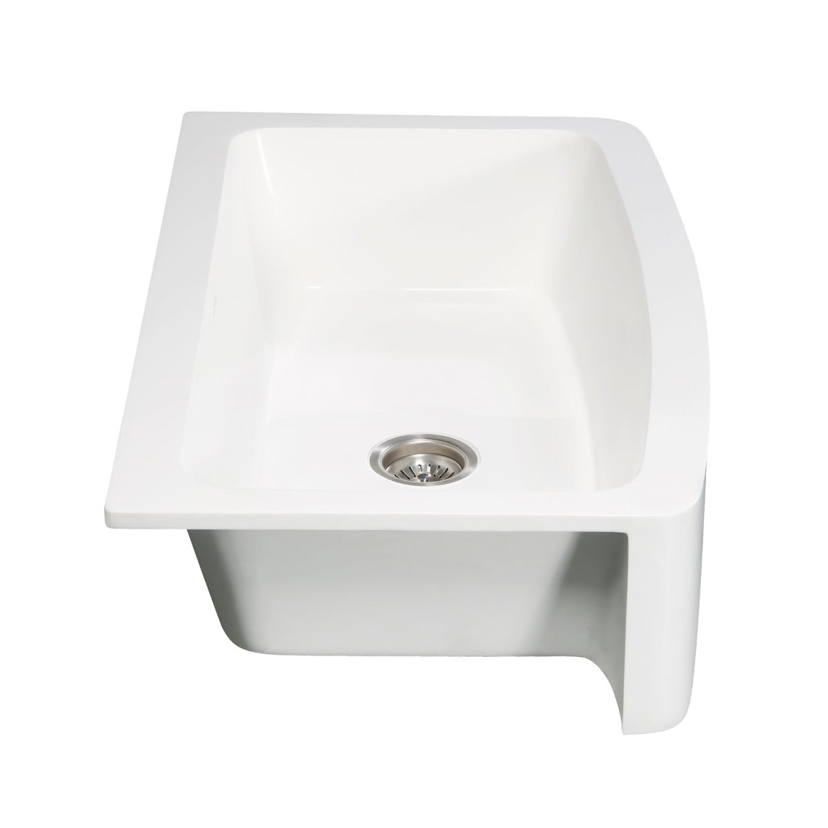 Gourmetier Solid Surface 36" x 22" Farmhouse Single Bowl Kitchen Sink, Matte White - BUILDMYPLACE