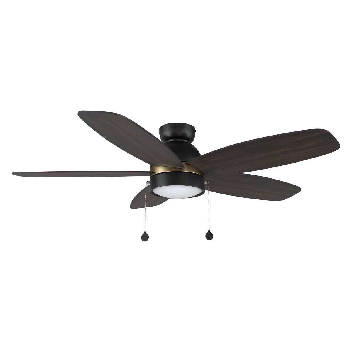 GREENWOOD 52" 5 - Blade Flush Mount Ceiling Fan with LED Light & Pull Chain - LEDMyPlace