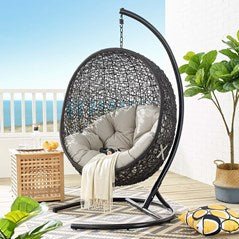 Hanging Basket Swing Chair For Indoor/Outdoor Decor - Encase Swing Outdoor Patio Lounge Chair - BUILDMYPLACE