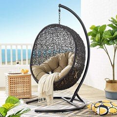 Hanging Basket Swing Chair For Indoor/Outdoor Decor - Encase Swing Outdoor Patio Lounge Chair - BUILDMYPLACE