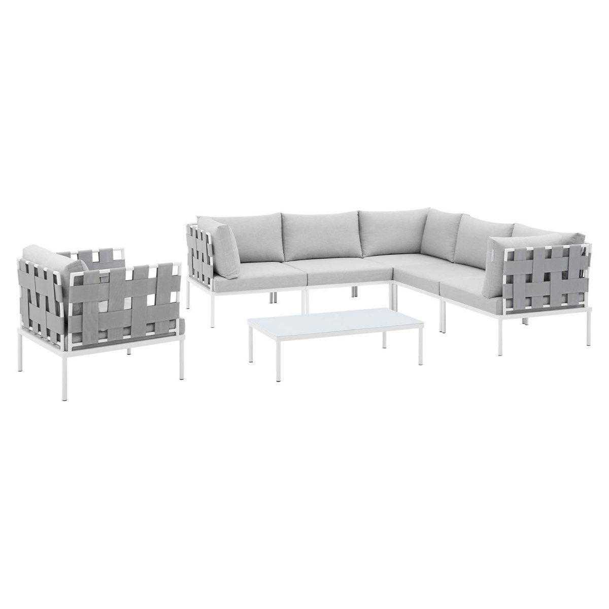 Harmony 7 - Piece Sunbrella Outdoor Patio Aluminum Sectional Sofa Set - BUILDMYPLACE