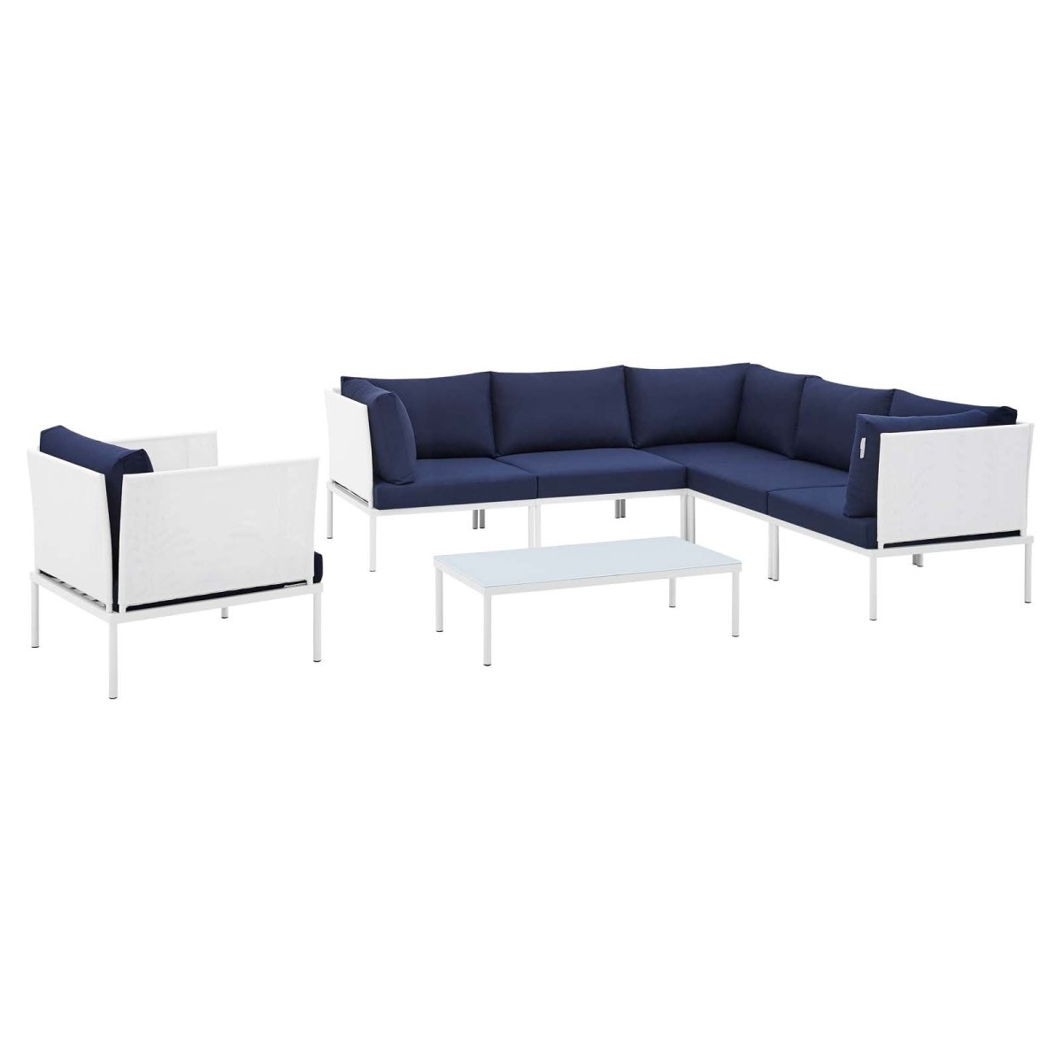 Harmony 7 - Piece Sunbrella Outdoor Patio Aluminum Sectional Sofa Set - BUILDMYPLACE