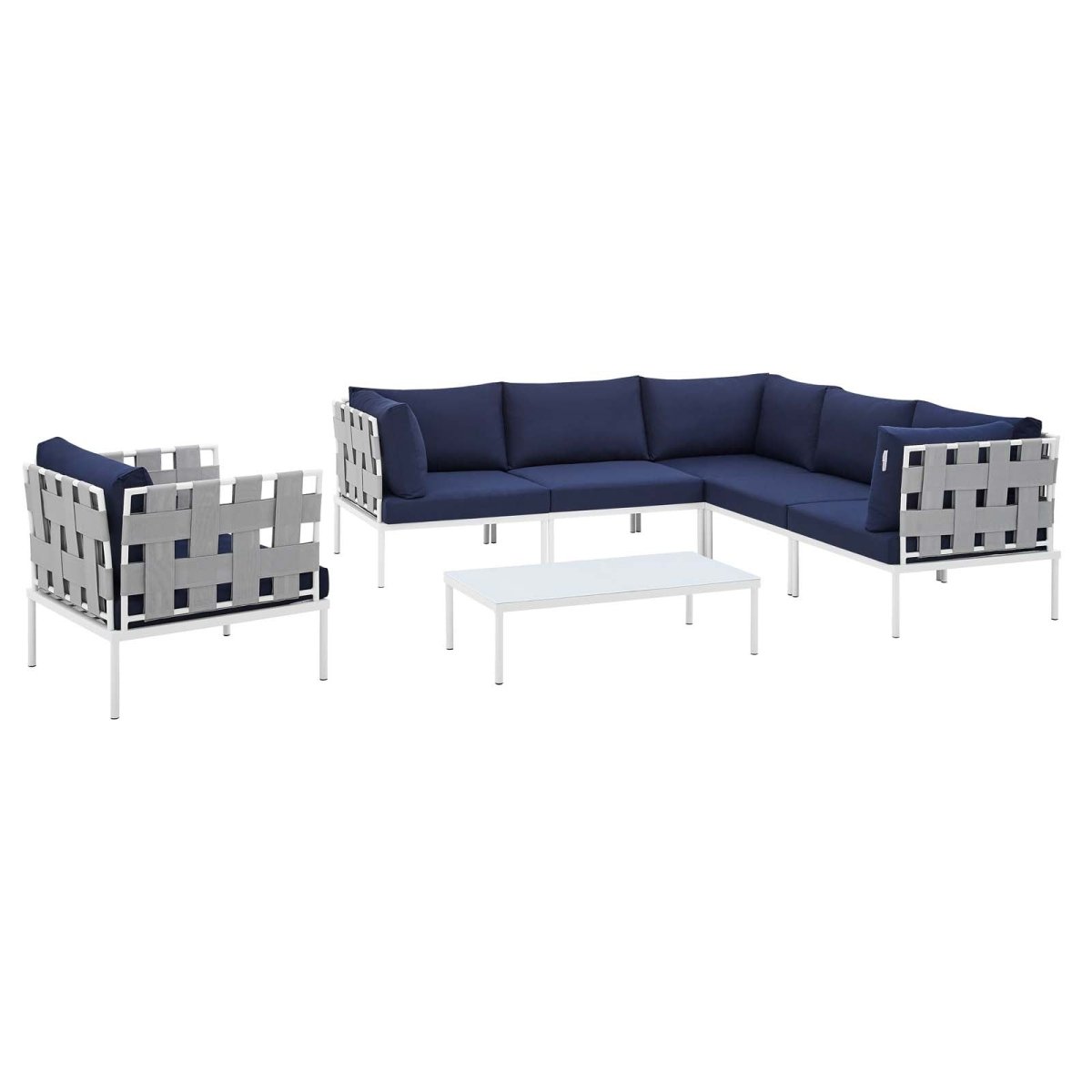 Harmony 7 - Piece Sunbrella Outdoor Patio Aluminum Sectional Sofa Set - BUILDMYPLACE