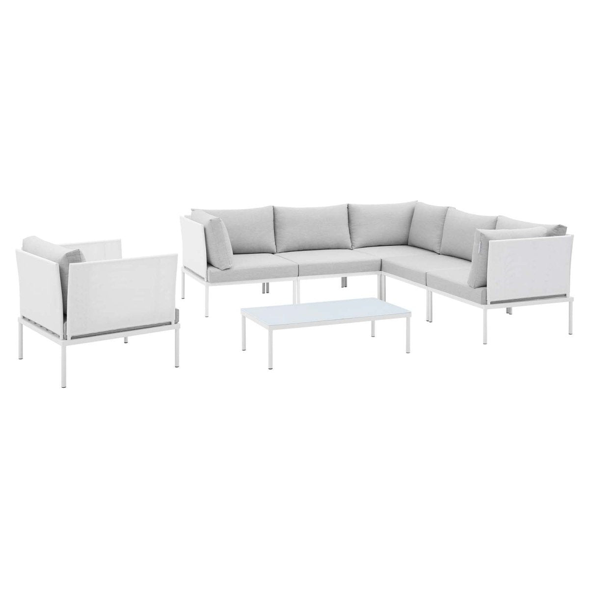 Harmony 7 - Piece Sunbrella Outdoor Patio Aluminum Sectional Sofa Set - BUILDMYPLACE