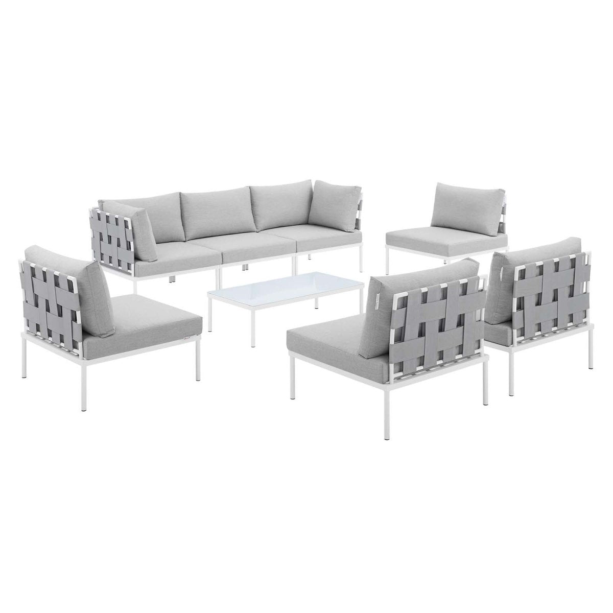 Harmony 8 - Piece Sunbrella Outdoor Patio All Mesh Sectional Sofa Set - BUILDMYPLACE