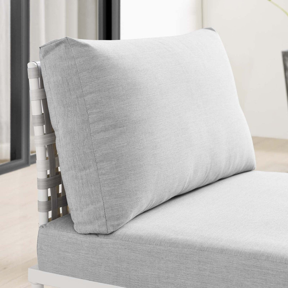 Harmony Sunbrella Basket Weave Outdoor Patio Aluminum Armless Chair - BUILDMYPLACE