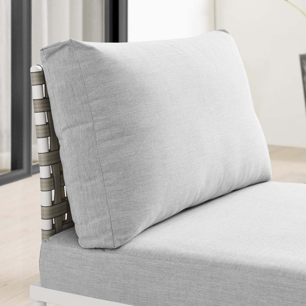 Harmony Sunbrella Basket Weave Outdoor Patio Aluminum Armless Chair - BUILDMYPLACE