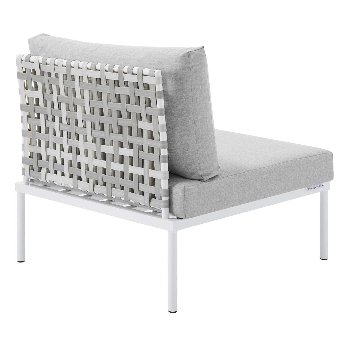 Harmony Sunbrella Basket Weave Outdoor Patio Aluminum Armless Chair - BUILDMYPLACE
