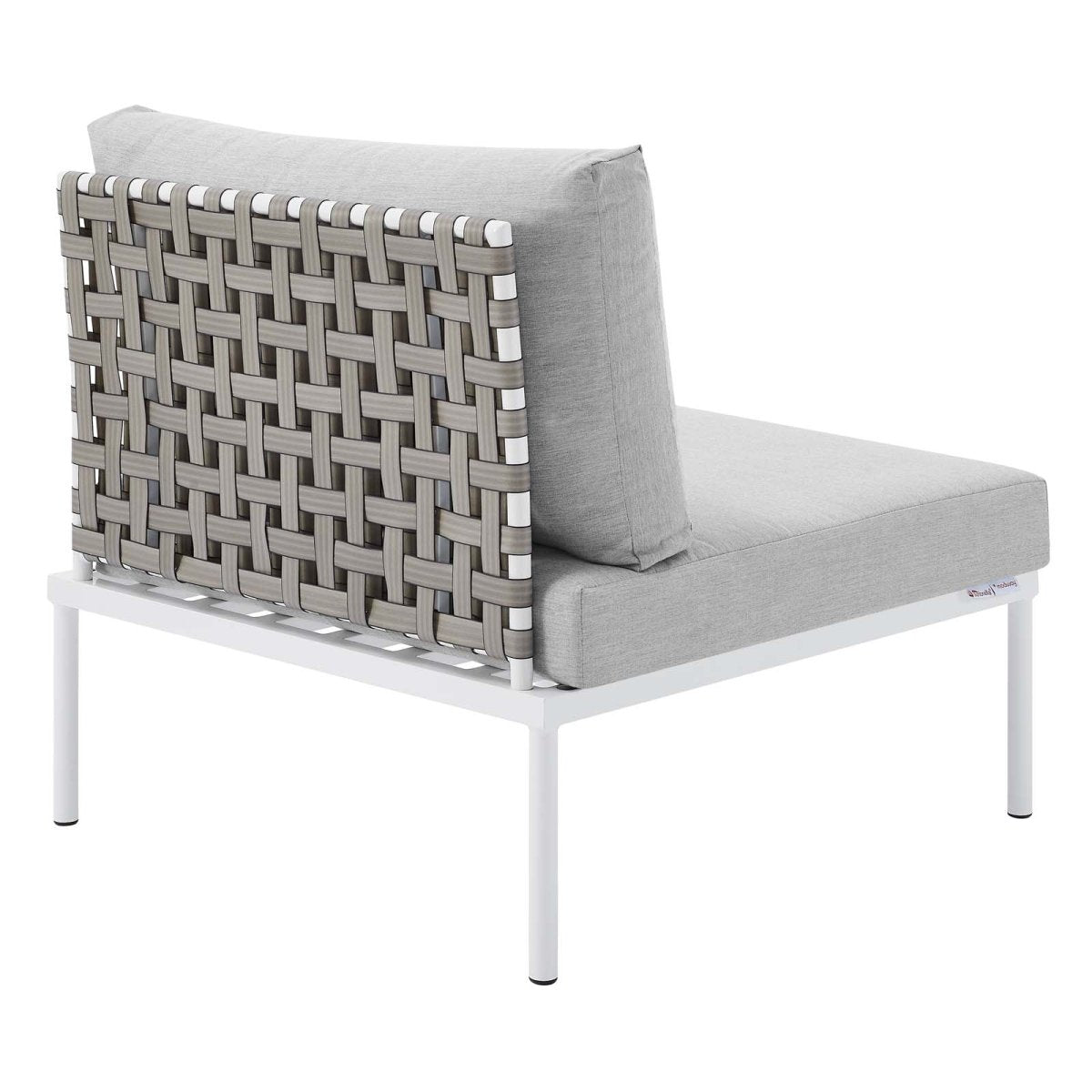 Harmony Sunbrella Basket Weave Outdoor Patio Aluminum Armless Chair - BUILDMYPLACE