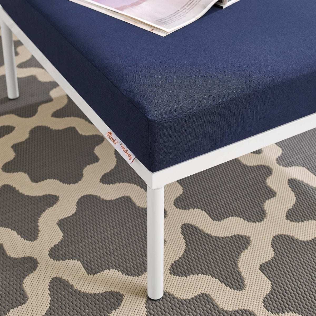 Harmony Sunbrella Outdoor Patio Aluminum Ottoman - BUILDMYPLACE