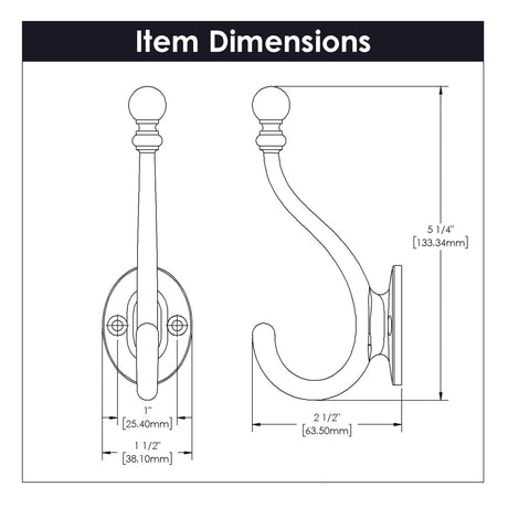 Hat Hook & Coat 5 - 1/4 Inch Long - Hickory Hardware - Cottage Collection - BUILDMYPLACE