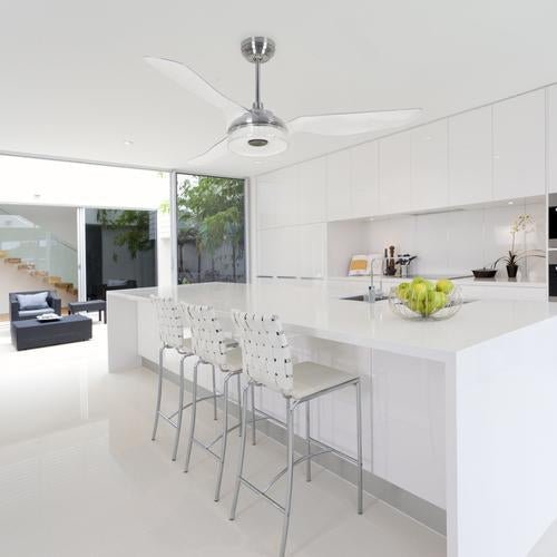 Icebreaker 56 in. (3 - Blade) Indoor/Outdoor Best Smart Ceiling Fan w/ Dimmable LED Light(Set of 2), Silver Finish Works w/ Alexa/Google Home/Siri - LEDMyPlace