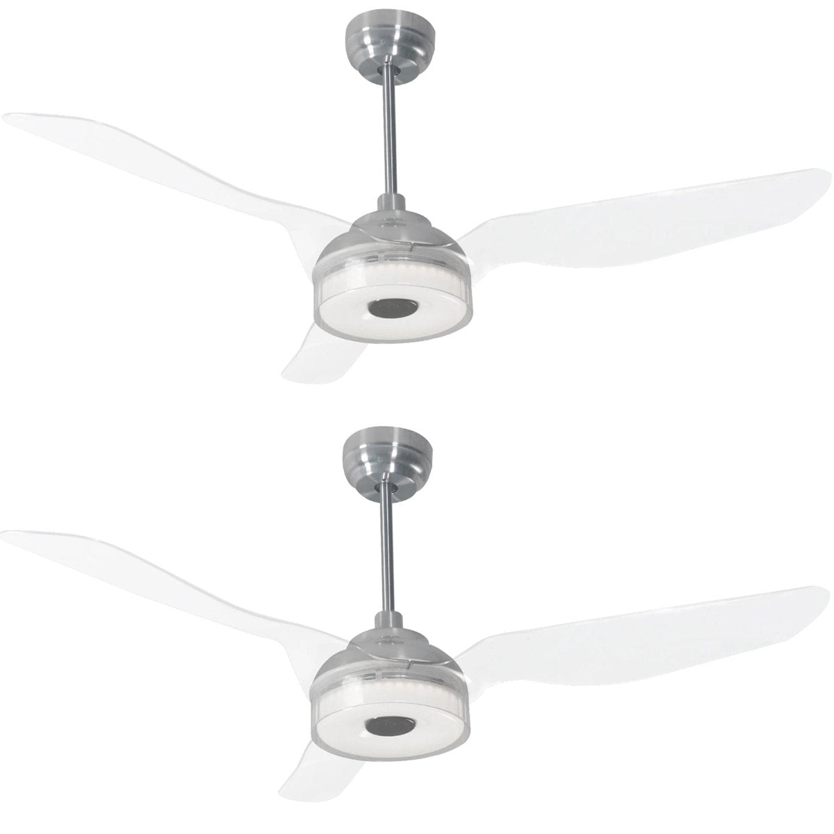 Icebreaker 56 in. (3 - Blade) Indoor/Outdoor Best Smart Ceiling Fan w/ Dimmable LED Light(Set of 2), Silver Finish Works w/ Alexa/Google Home/Siri - LEDMyPlace