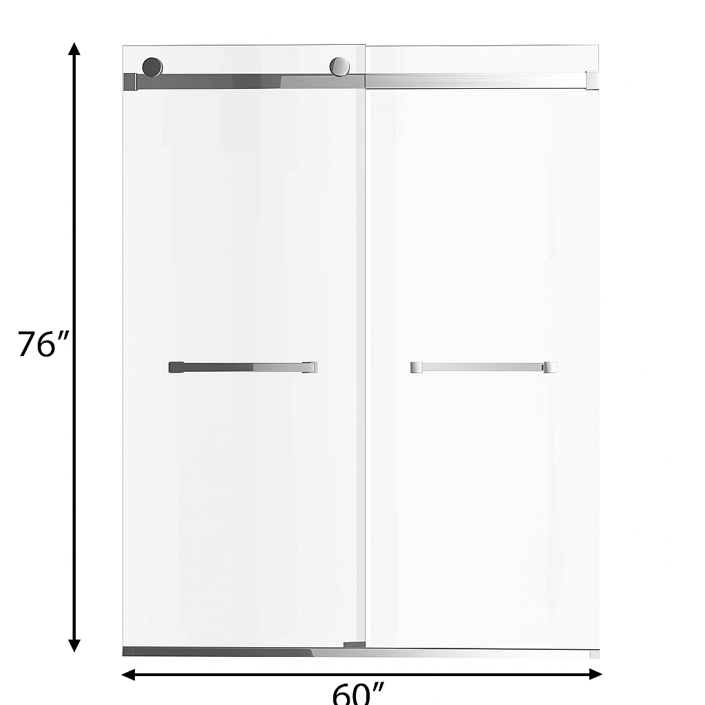 Ivanees Adjustable Semi-Frameless Dual Sliding Glass Bathtub Door with Clear Tempered Glass