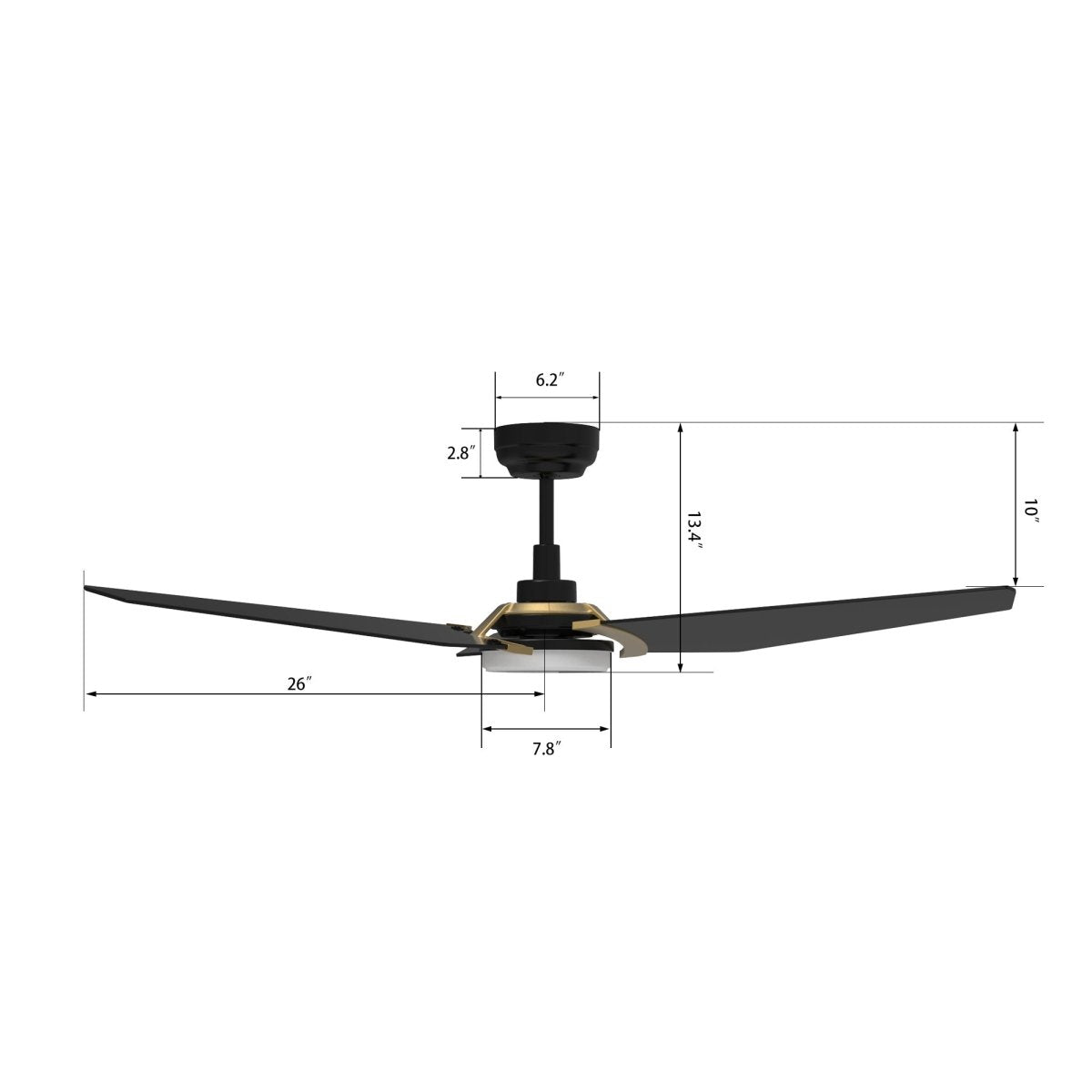 KAJ 52 inch 3 - Blade Smart Ceiling Fan with LED Light & Remote - LEDMyPlace