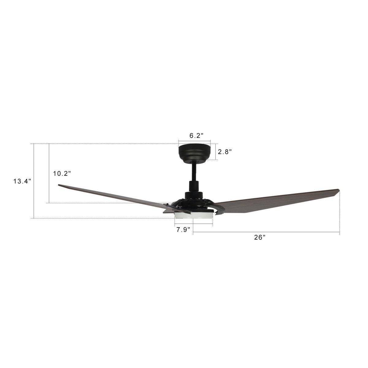 KAJ 52 inch 3 - Blade Smart Ceiling Fan with LED Light & Remote - LEDMyPlace