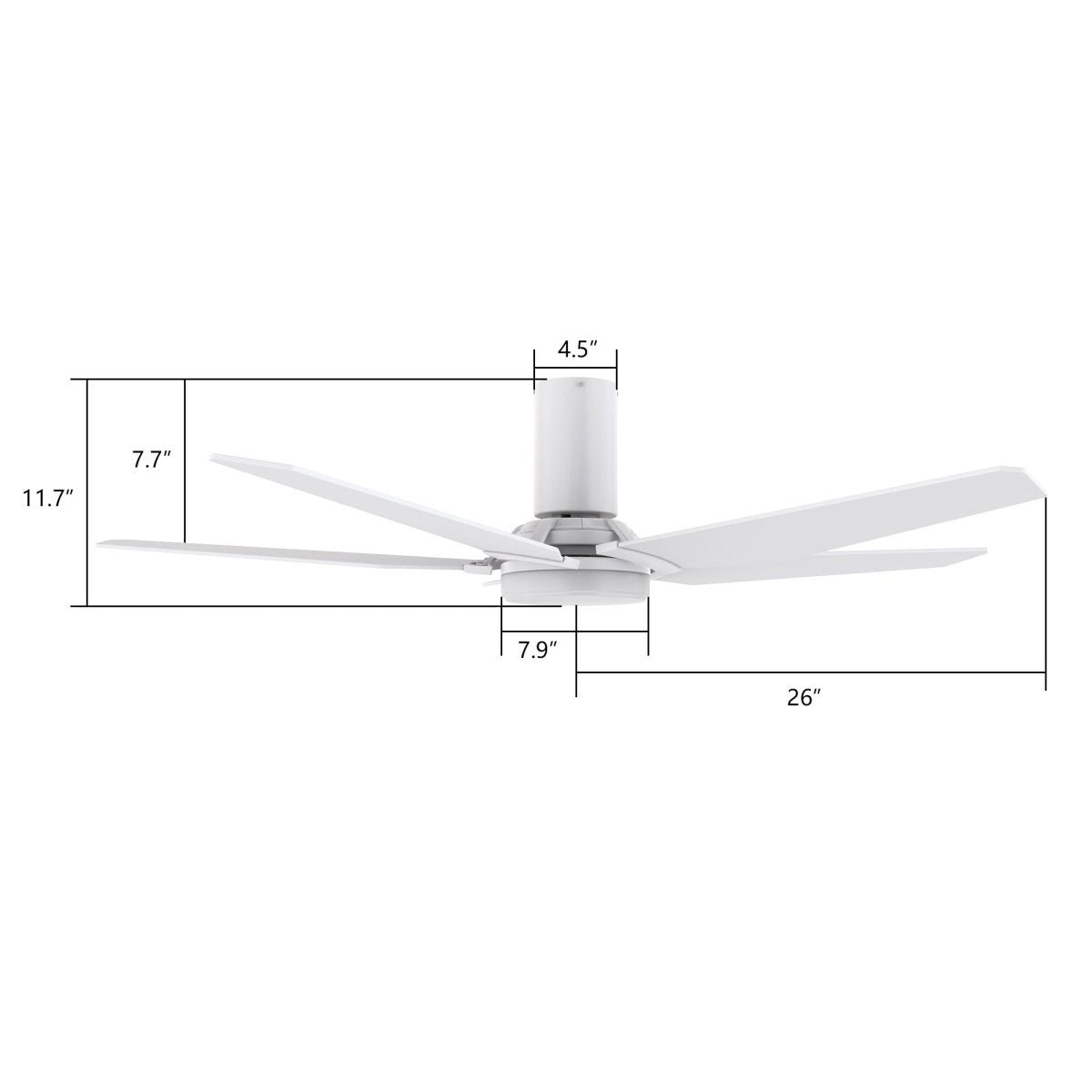 KAJ 52 inch 5 - Blade Flush Mount Smart Ceiling Fan with LED Light & Remote - LEDMyPlace