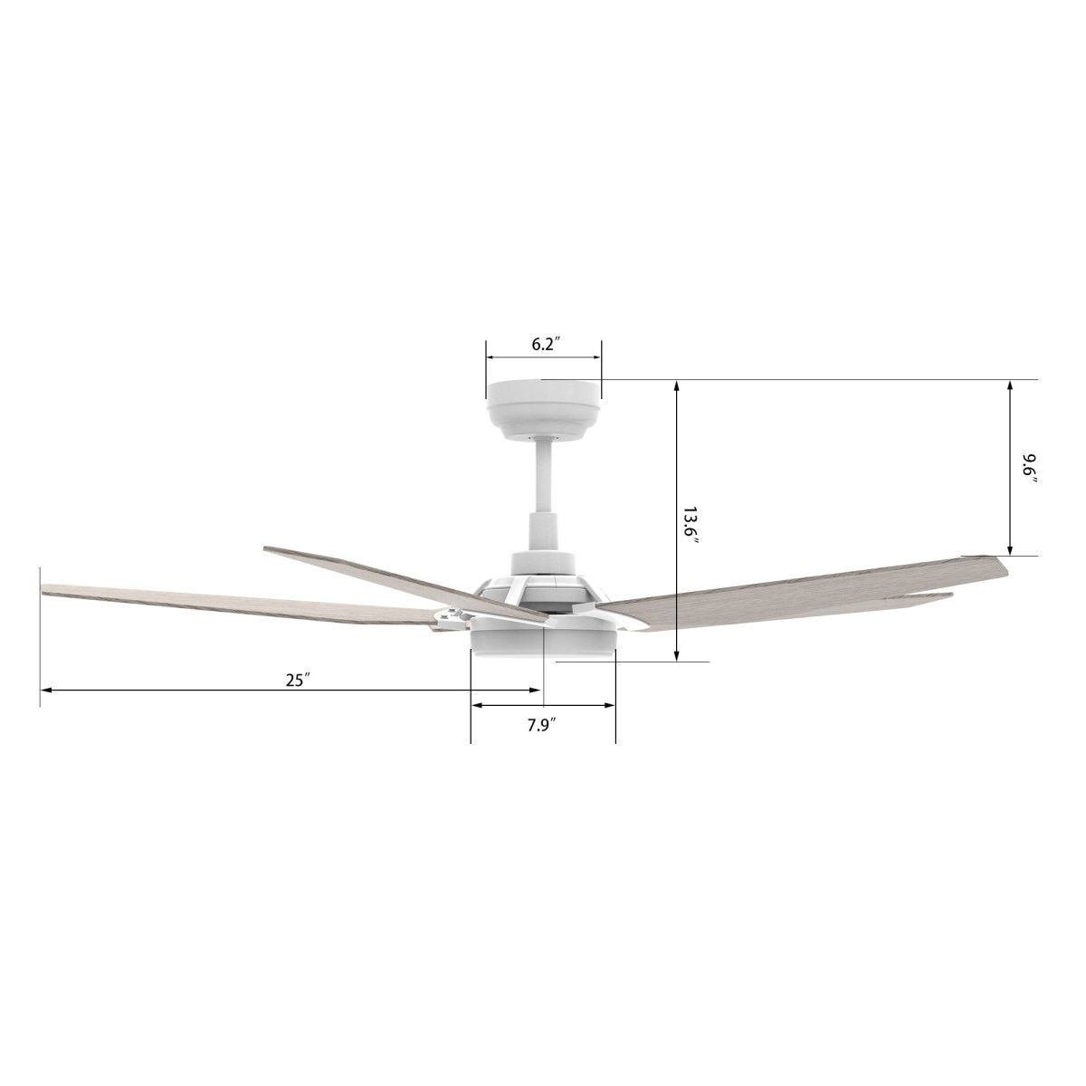 KAJ 52 inch 5 - Blade Smart Ceiling Fan with LED Light & Remote - LEDMyPlace