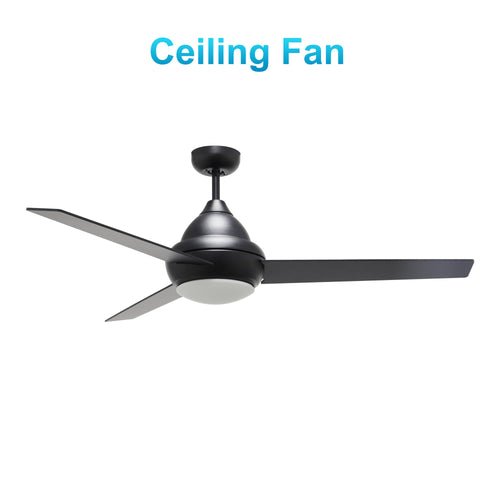 KENDRICK 52 inch 3 - Blade Best Ceiling Fan with LED Light Kit & Remote Control - Black/Black - LEDMyPlace
