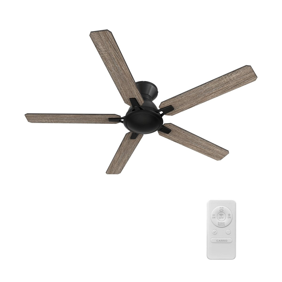 Kipton 52 inch 5 - Blade Ceiling Fan with Remote Control - Black/wooden/Walnut - LEDMyPlace