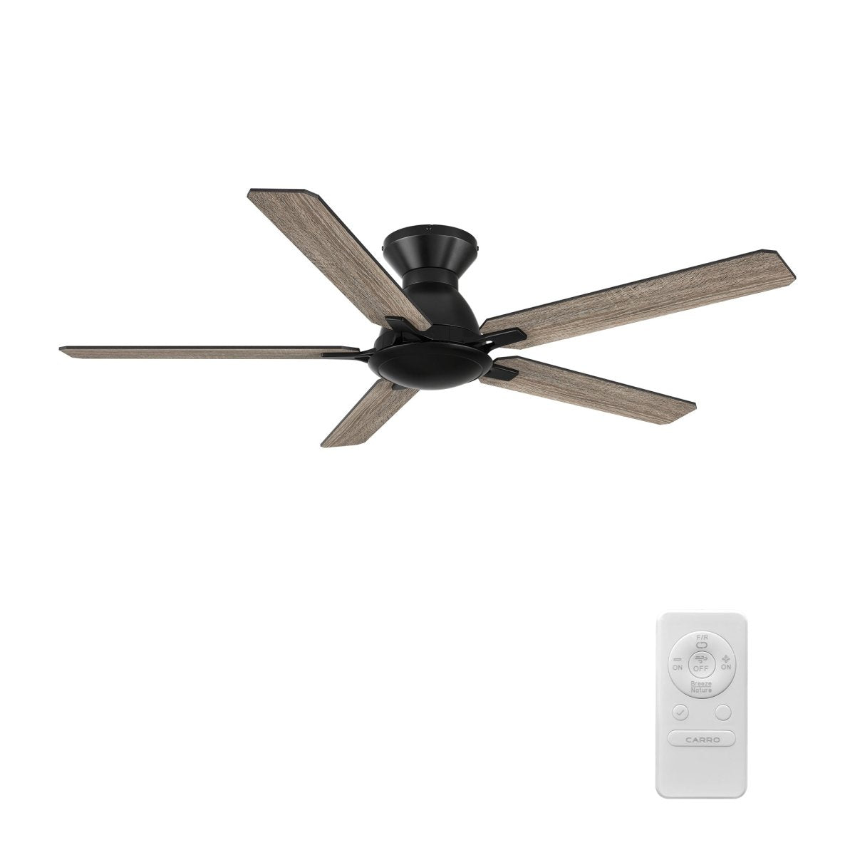 Kipton 52 inch 5 - Blade Ceiling Fan with Remote Control - Black/wooden/Walnut - LEDMyPlace