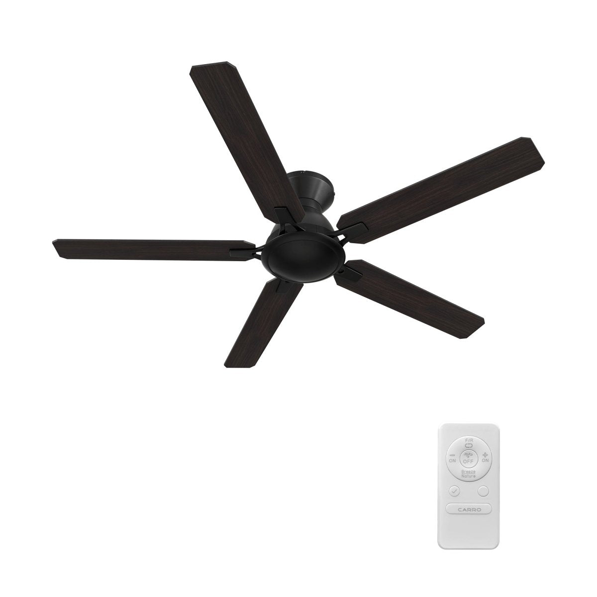 Kipton 52 inch 5 - Blade Ceiling Fan with Remote Control - Black/wooden/Walnut - LEDMyPlace