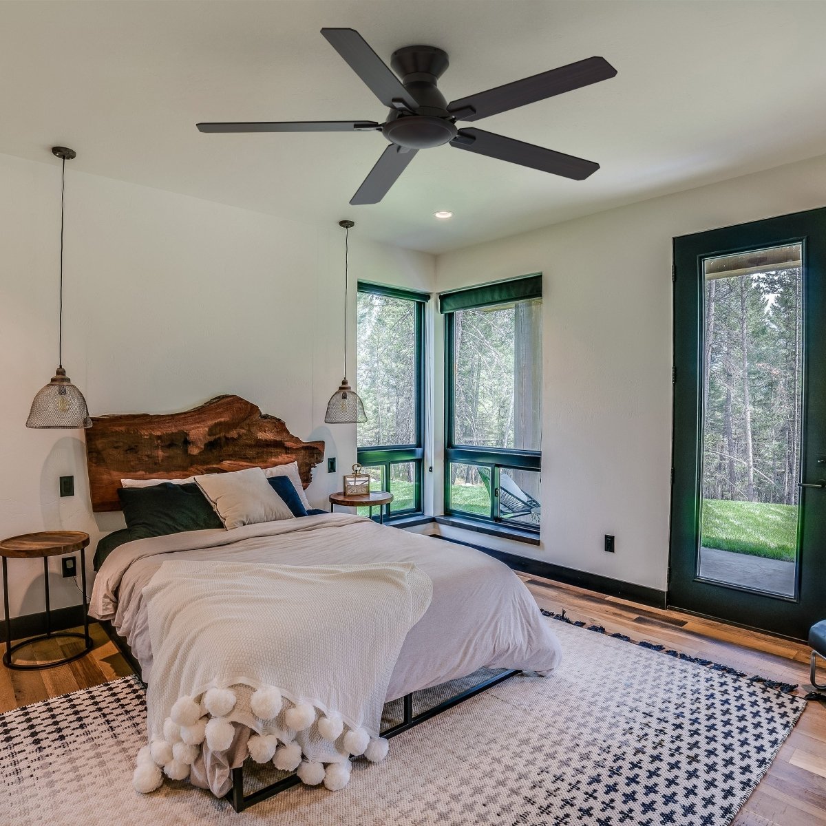 Kipton 52 inch 5 - Blade Ceiling Fan with Remote Control - Black/wooden/Walnut - LEDMyPlace