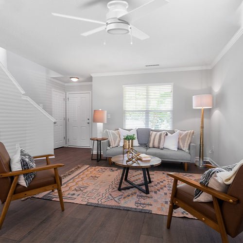 LAMONT 52 inch 4 - Blade Flush Mount Ceiling Fan with LED Light & Pull Chain - LEDMyPlace