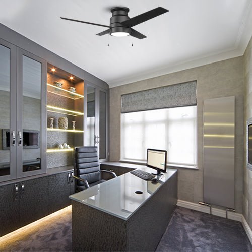 LAMONT 52 inch 4 - Blade Flush Mount Ceiling Fan with LED Light & Pull Chain - LEDMyPlace