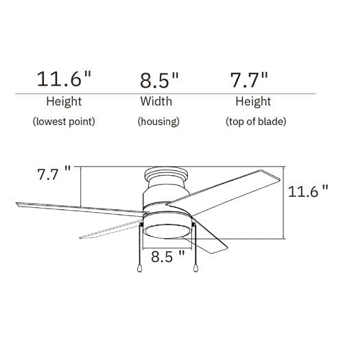LAMONT 52 inch 4 - Blade Flush Mount Ceiling Fan with LED Light & Pull Chain - LEDMyPlace