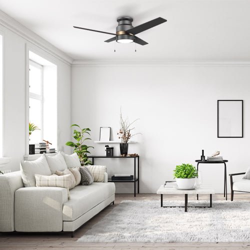 LAMONT 52 inch 4 - Blade Flush Mount Ceiling Fan with LED Light & Pull Chain - LEDMyPlace