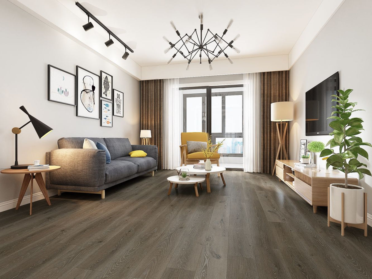 SPC Flooring - Click Lock Floating - Flint Mocha - 7" x 48" x 6mm - 20 mil Wear Layer - Grande Collections (23.64SQ FT/ CTN)