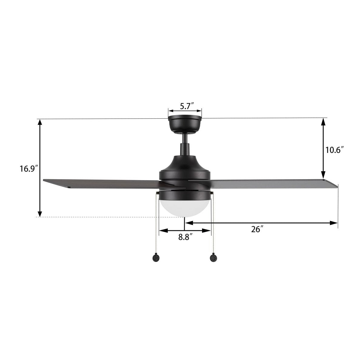 MALTA 52 inch 4 - Blade Ceiling Fan with LED Light & Pull Chain - LEDMyPlace