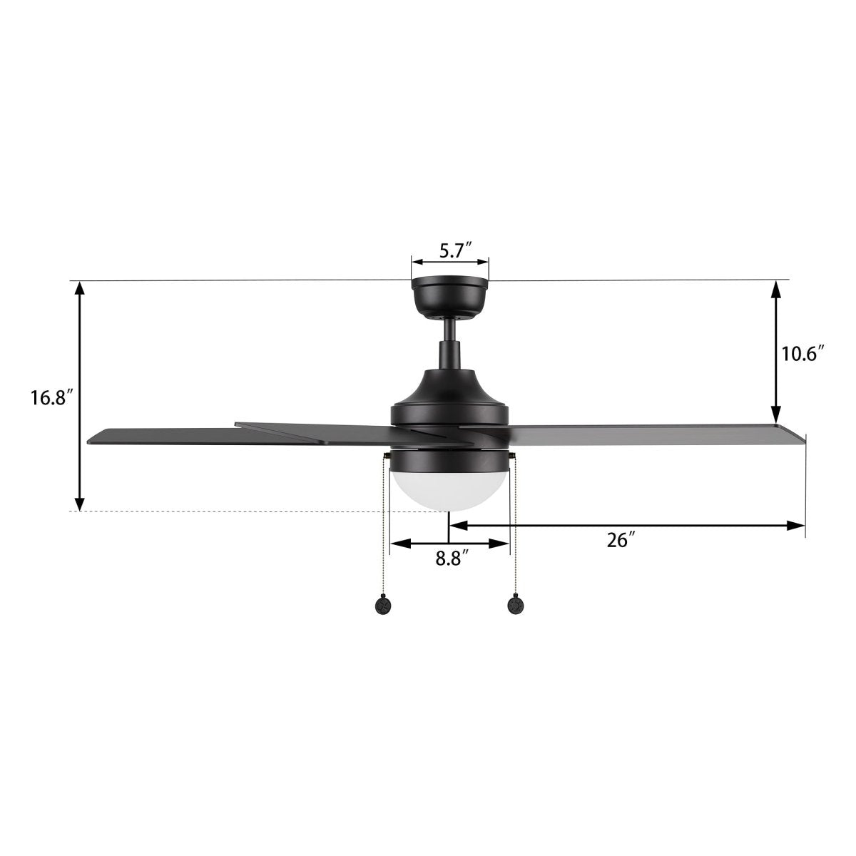 MALTA 52 inch 5 - Blade Ceiling Fan with LED Light & Pull Chain - LEDMyPlace