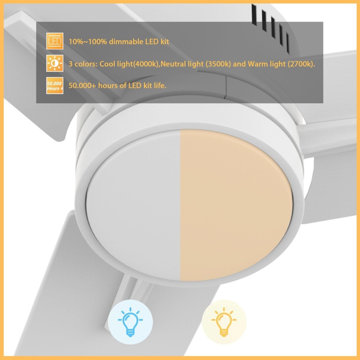 MONTGOMERY 52 inch 3 - Blade Smart Ceiling Fan with LED Light & Remote - LEDMyPlace