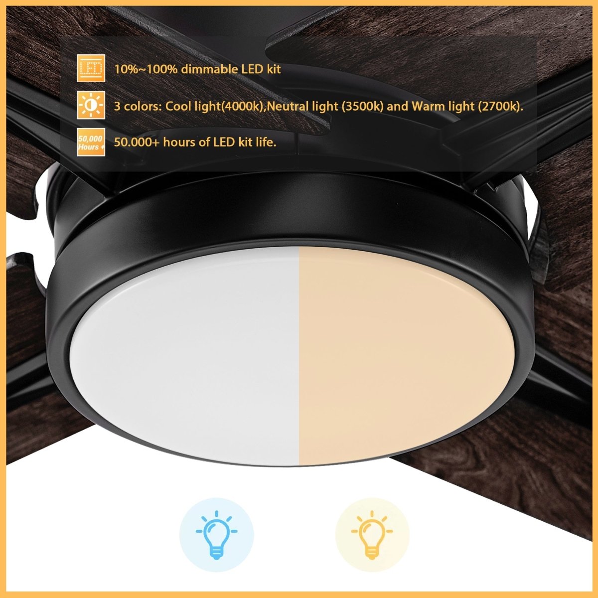 MONTGOMERY 52 inch 4 - Blade Smart Ceiling Fan with LED Light & Remote - LEDMyPlace