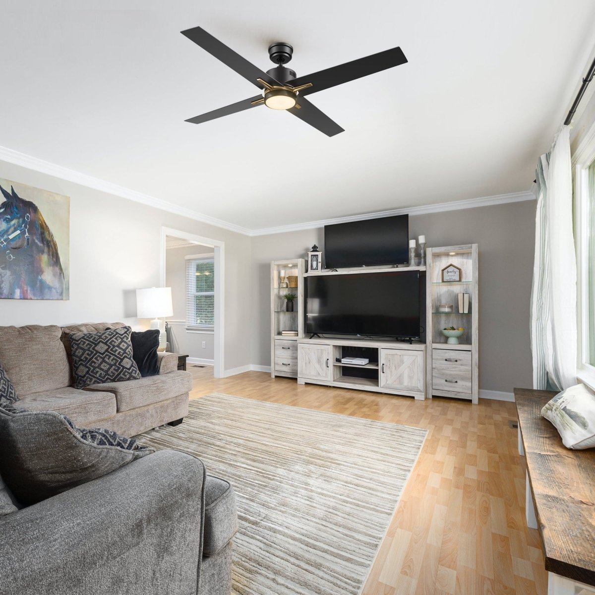 MONTGOMERY 52 inch 4 - Blade Smart Ceiling Fan with LED Light & Remote - LEDMyPlace