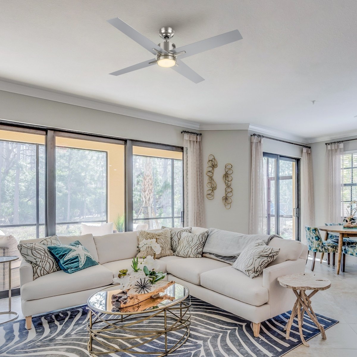 MONTGOMERY 52 inch 4 - Blade Smart Ceiling Fan with LED Light & Remote - LEDMyPlace