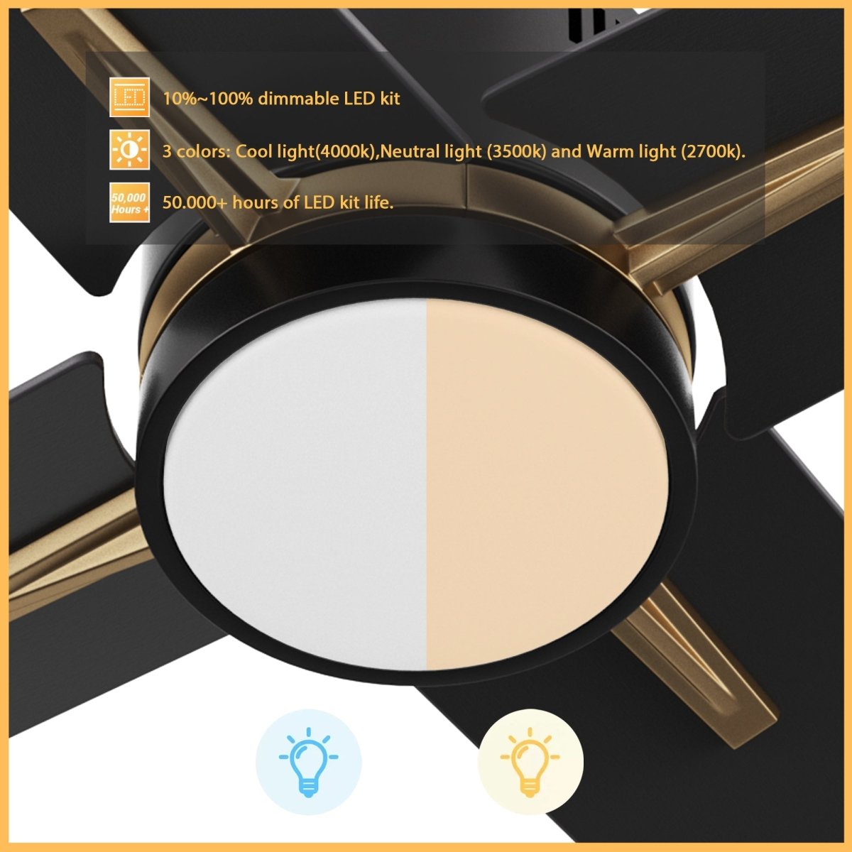 MONTGOMERY 52 inch 4 - Blade Smart Ceiling Fan with LED Light & Remote - LEDMyPlace