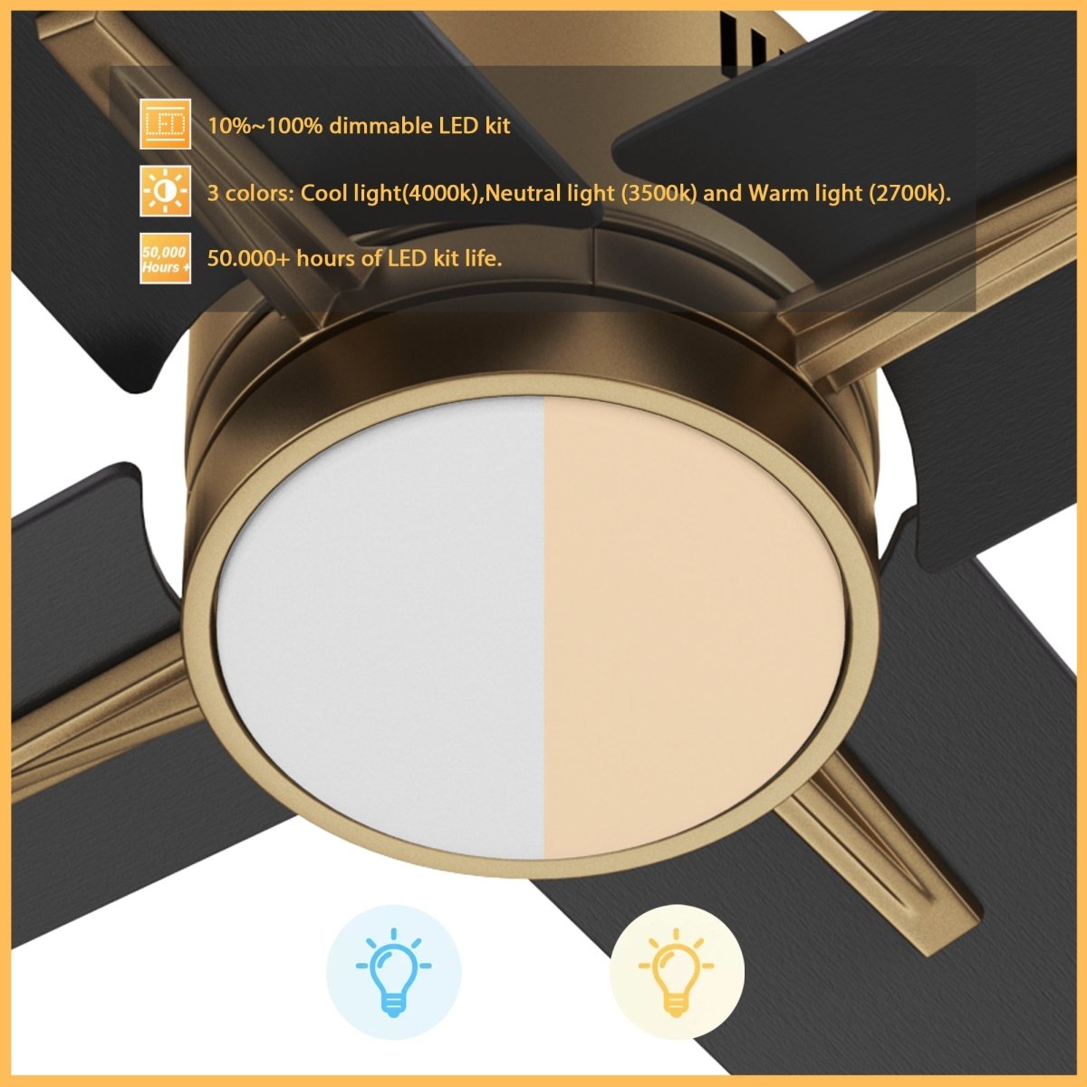 MONTGOMERY 52 inch 4 - Blade Smart Ceiling Fan with LED Light & Remote - LEDMyPlace