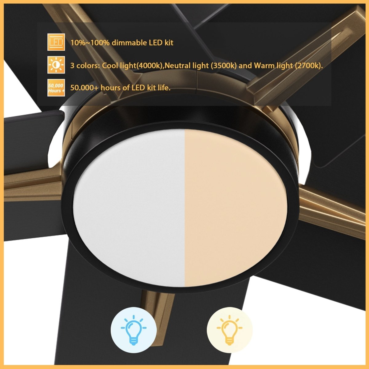 MONTGOMERY 52 inch 5 - Blade Smart Ceiling Fan with LED Light & Remote - LEDMyPlace