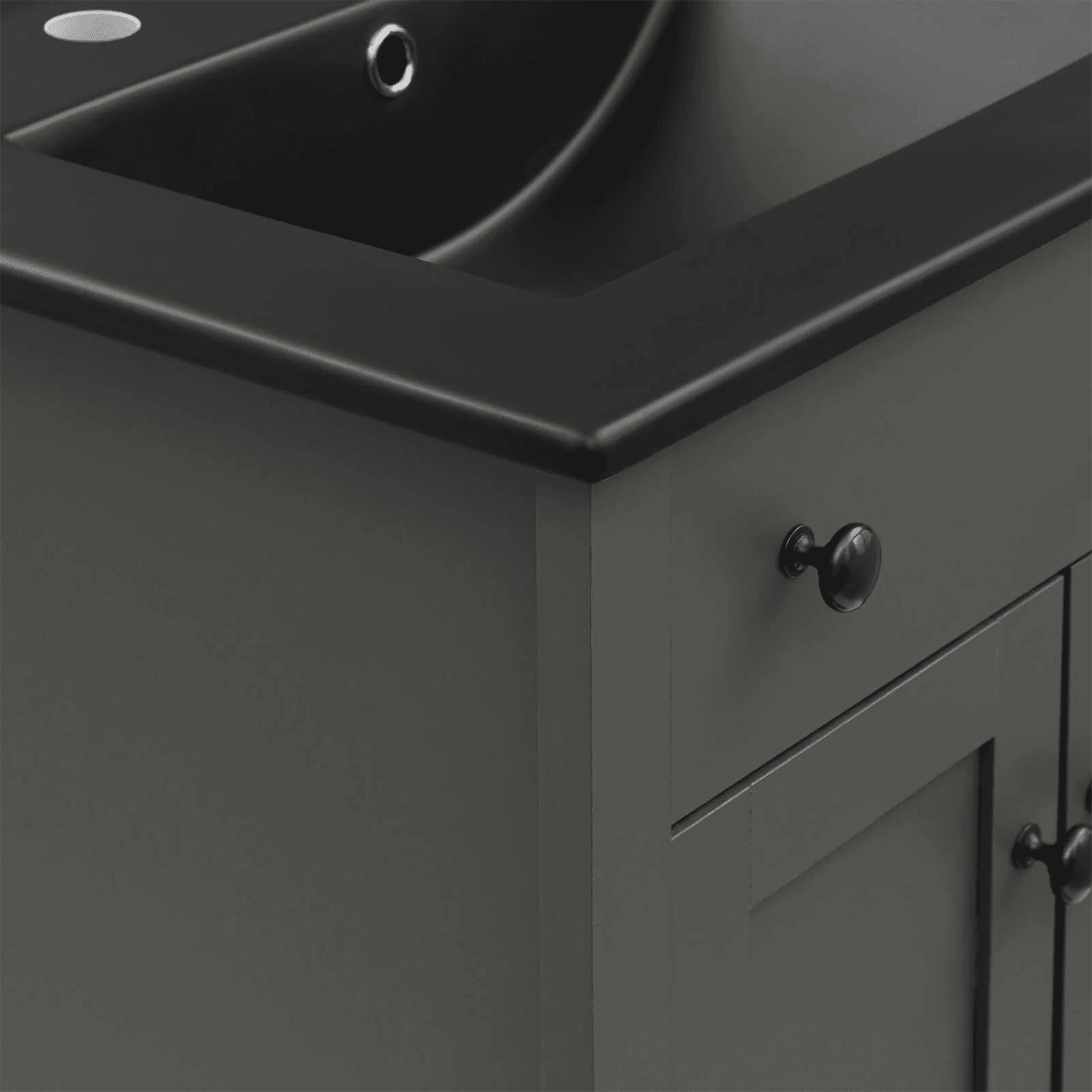 Nantucket 24 In. Freestanding Bathroom Vanity with Black Ceramic Sink Top