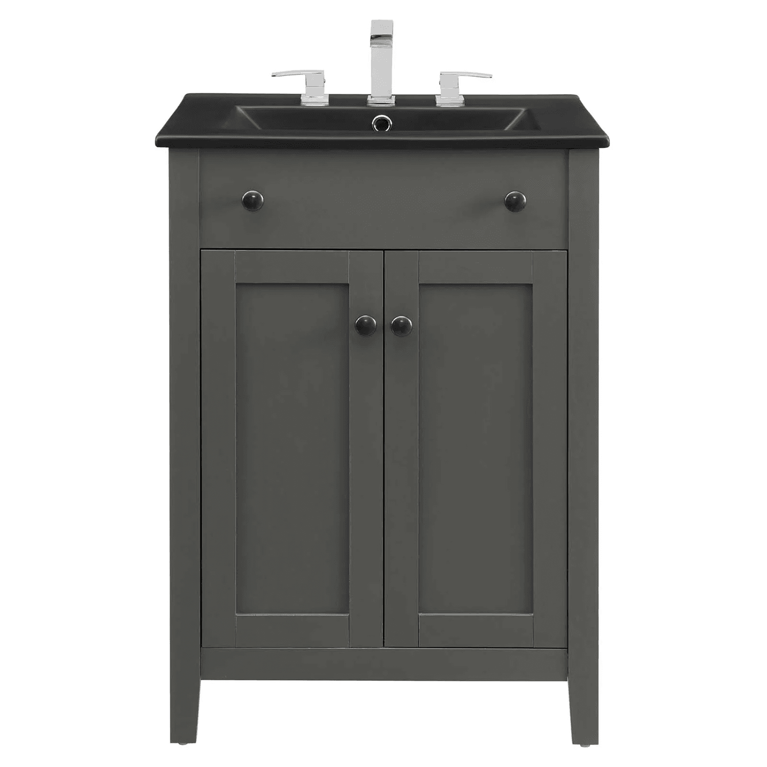 Nantucket 24 In. Freestanding Bathroom Vanity with Black Ceramic Sink Top