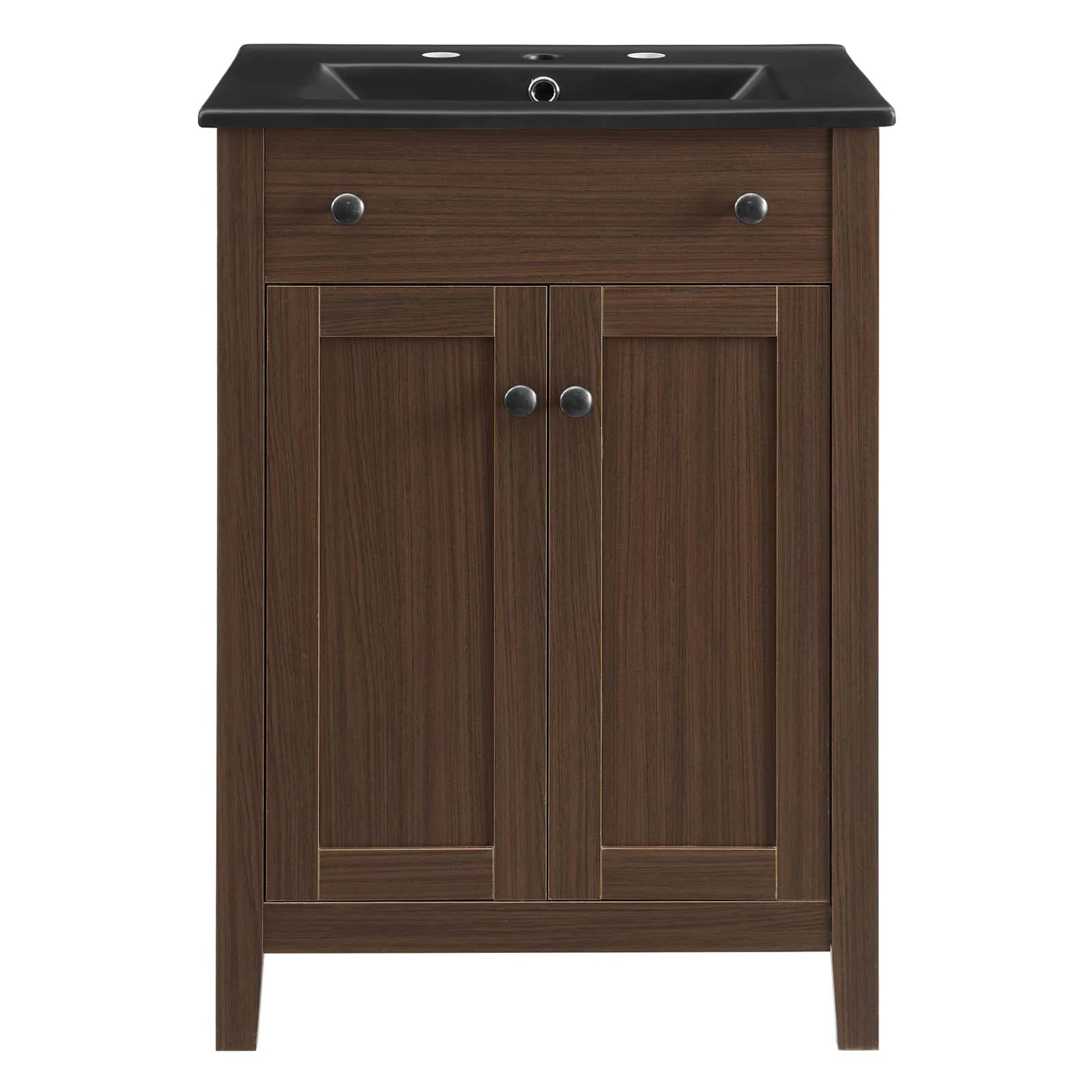 Nantucket 24 In. Freestanding Bathroom Vanity with Black Ceramic Sink Top