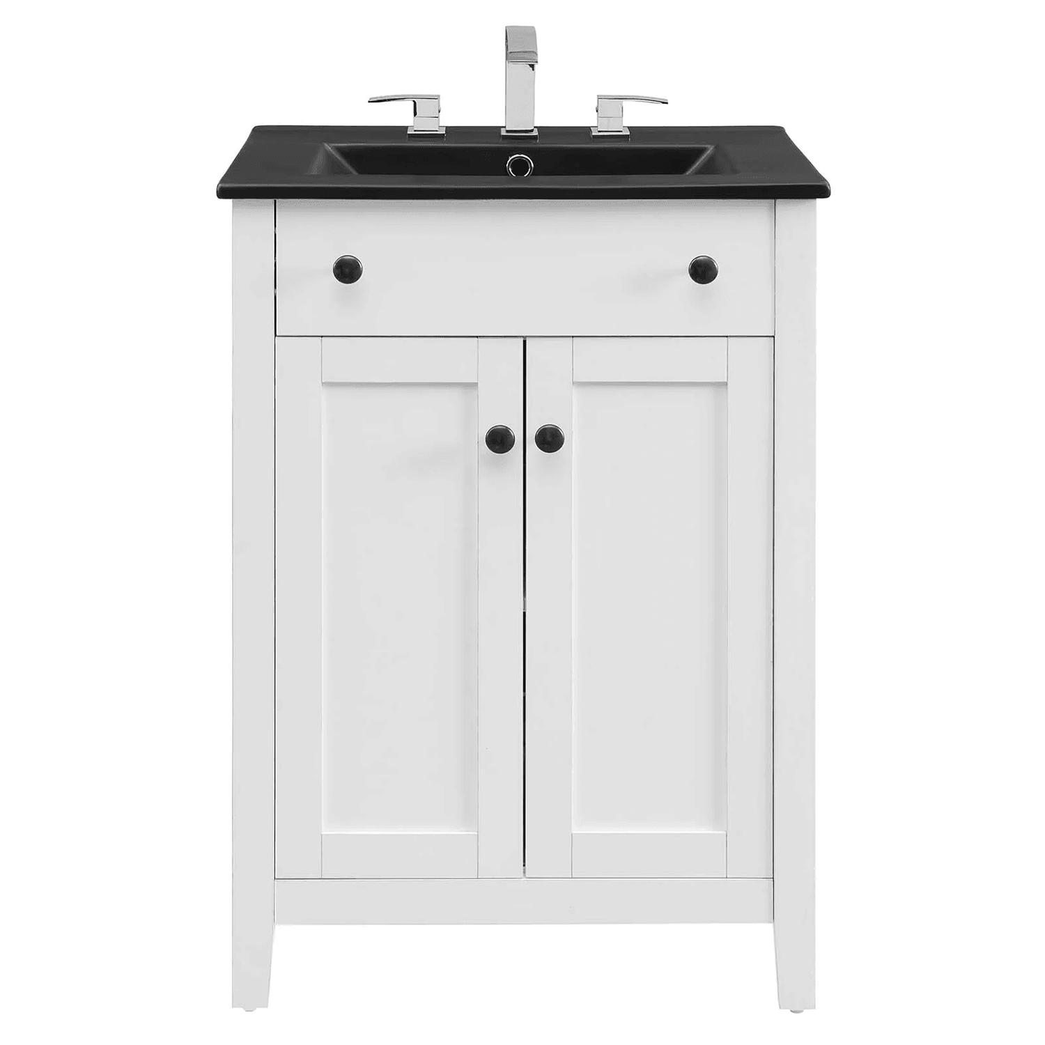 Nantucket 24 In. Freestanding Bathroom Vanity with Black Ceramic Sink Top