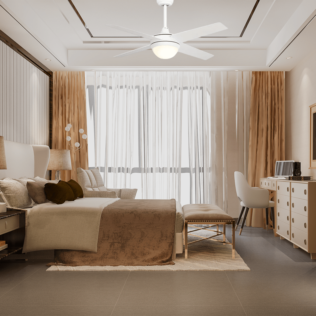 NEVA 52 inch 4 - Blade Best Smart Ceiling Fan with LED Light Kit & Best Smart Wall Switch - White/White - LEDMyPlace