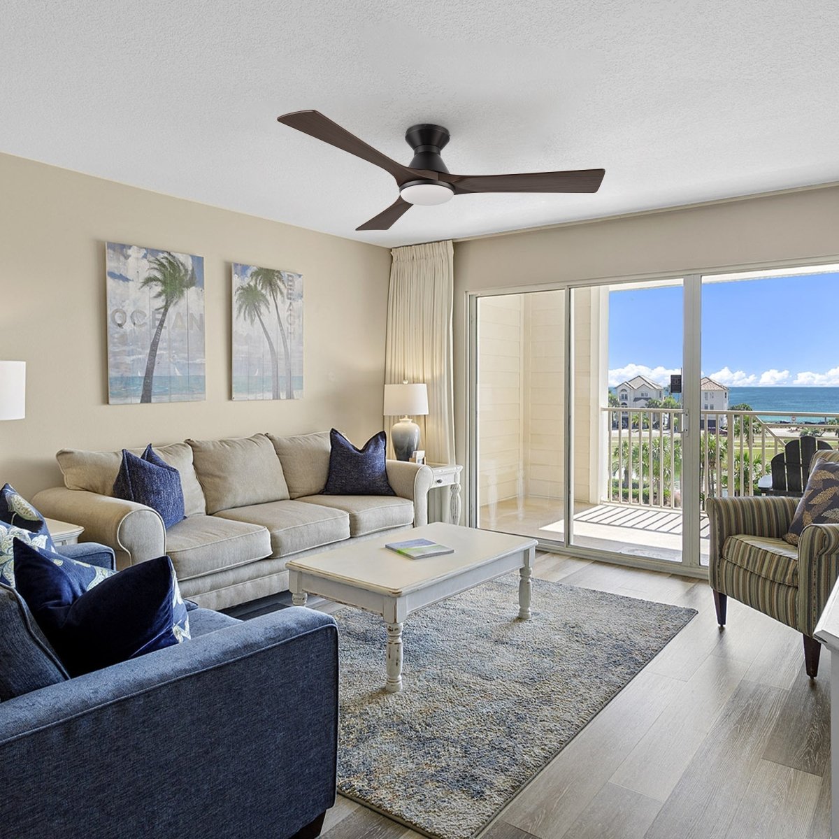 NICOLET 52 inch 3 - Blade Flush Mount Smart Ceiling Fan with LED Light & Remote - LEDMyPlace