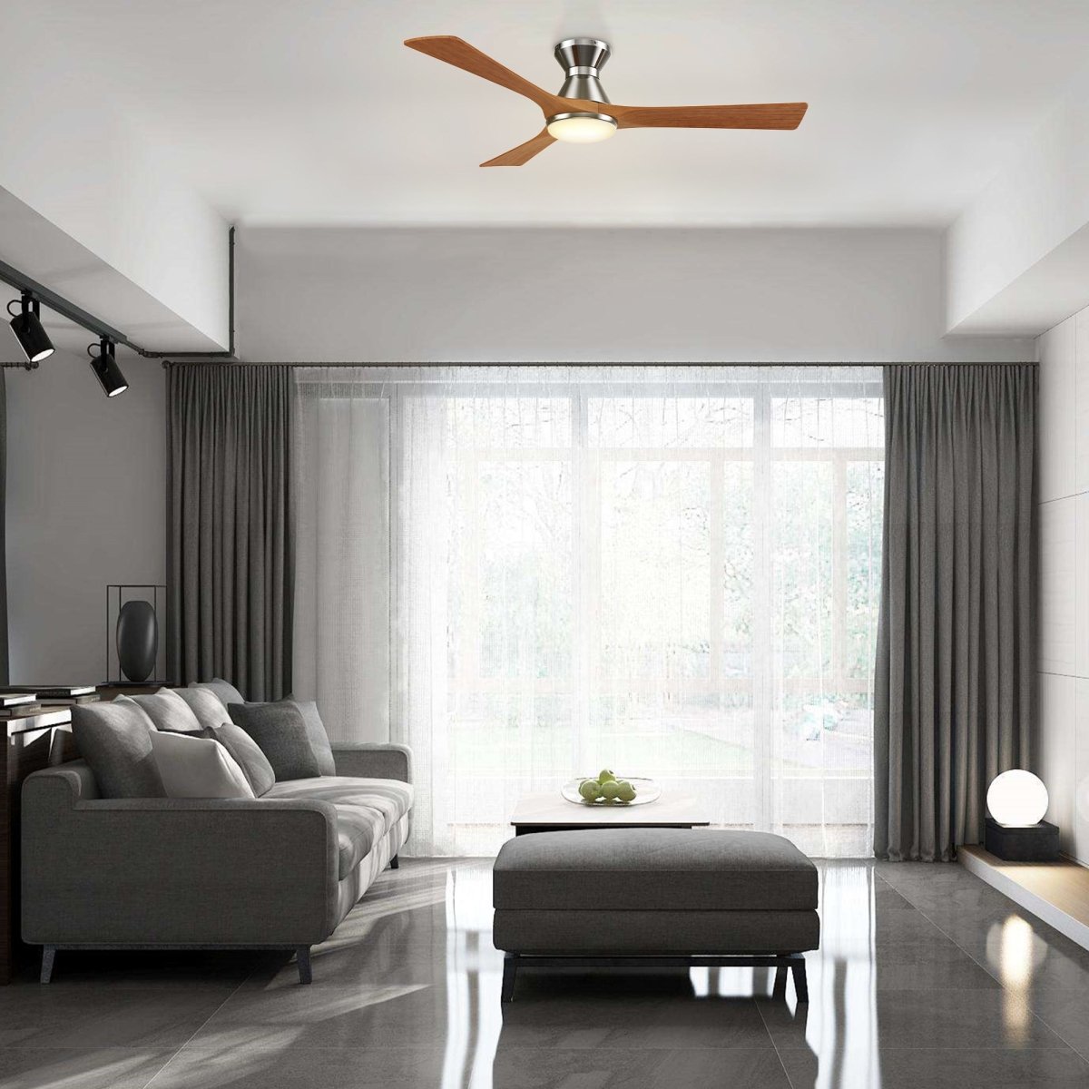 NICOLET 52 inch 3 - Blade Flush Mount Smart Ceiling Fan with LED Light & Remote - LEDMyPlace