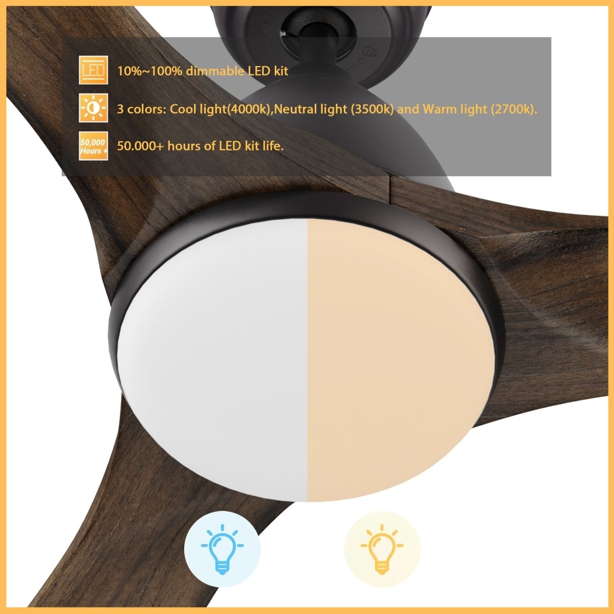 NICOLET 52 inch 3 - Blade Smart Ceiling Fan with Remote &LED Light - LEDMyPlace